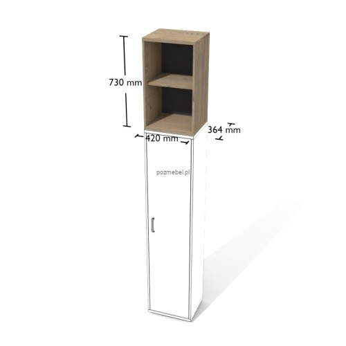 Wysoka wąska nadstawka biurowa Nt3p – otwarta nadstawka na regał 420 × 364 × 730 mm