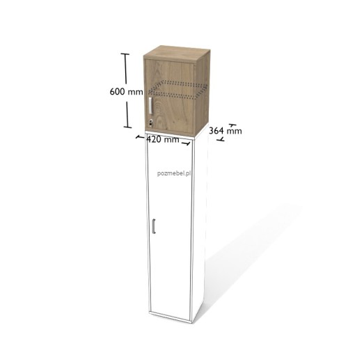 Wąska nadstawka biurowa zamykana Nt3z L/P – nadstawka na regał z zamkiem 420 × 364 × 600 mm