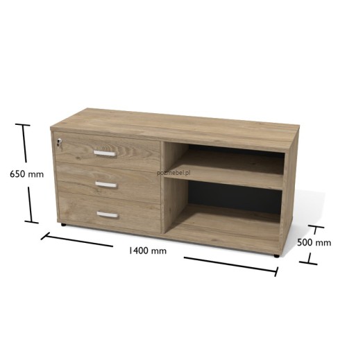 Pomocnik biurowy XAR-P1 z szufladami – szafka podporowa do biurka 1400 × 500 × 650 mm