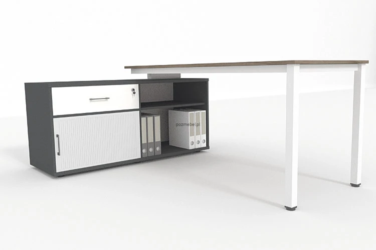 Pomocnik biurowy  z blatem XAR-P3 z żaluzją i szufladą – szafka podporowa do biurka 1400 × 500 × 650 mm