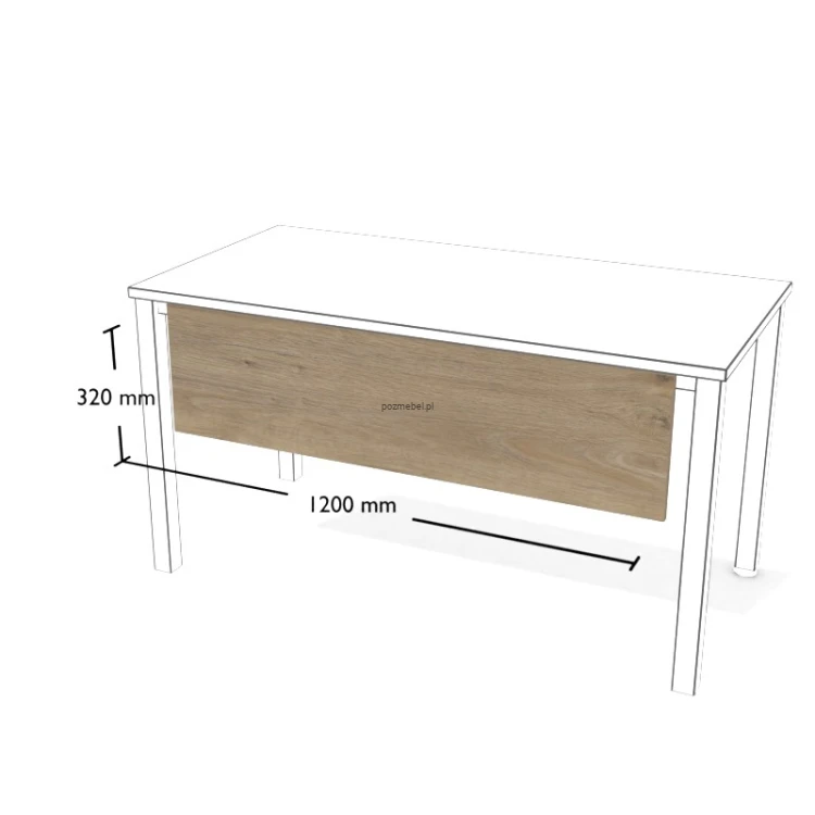 Osłona płycinowa do biurka Op3 1200 × 320 mm – maskownica frontowa do biurka 1400 mm