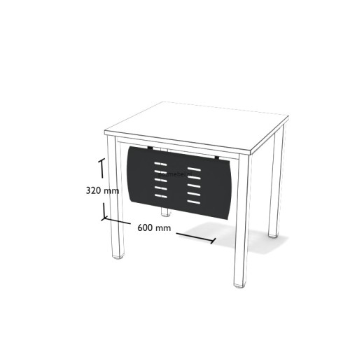 Metalowa osłona do biurka Os1 600 × 320 mm – maskownica frontowa Antrax