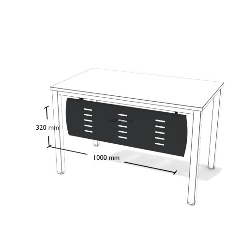 Metalowa osłona do biurka Os2 1000 × 320 mm – maskownica frontowa do biurka 1200 mm