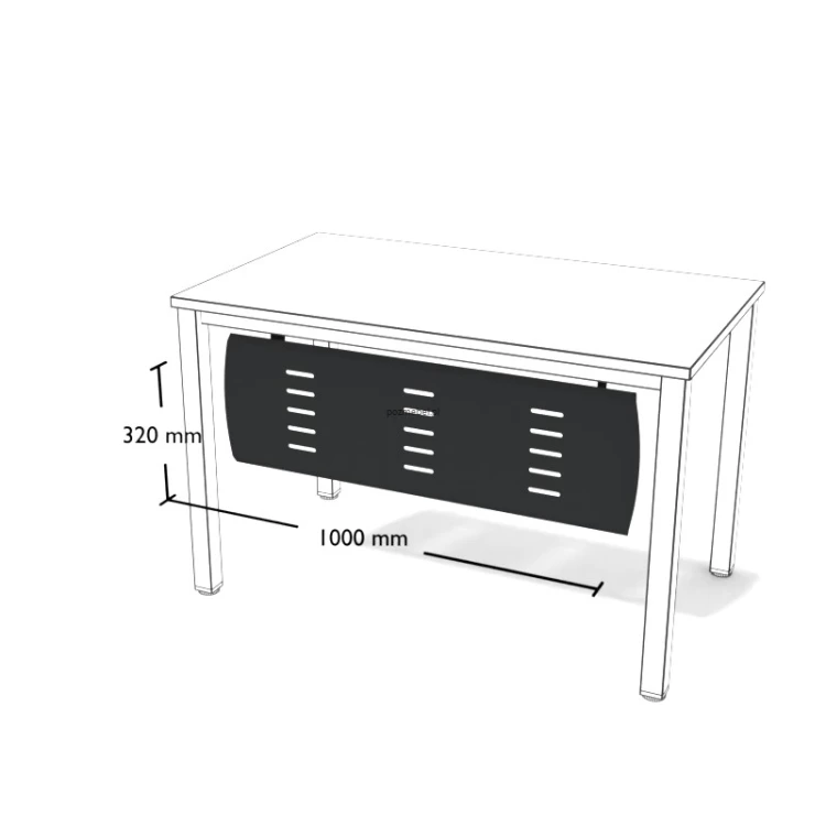 Metalowa osłona do biurka Os2 1000 × 320 mm – maskownica frontowa do biurka 1200 mm
