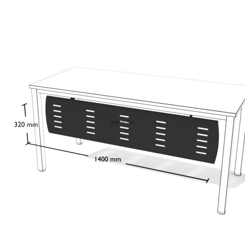 Metalowa osłona do biurka Os4 1400 × 320 mm – maskownica frontowa do biurka 1600 mm