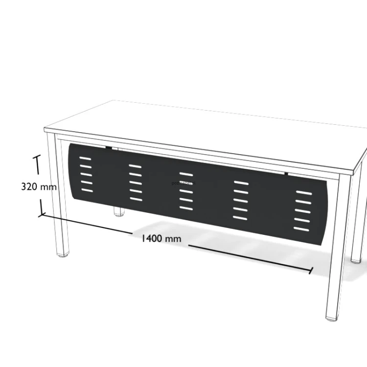 Metalowa osłona do biurka Os4 1400 × 320 mm – maskownica frontowa do biurka 1600 mm