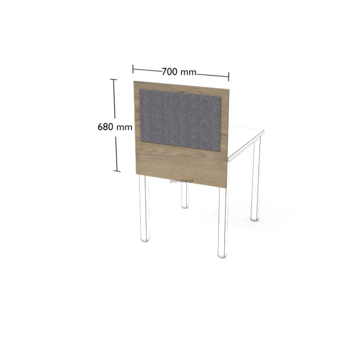 Przegroda do biurka XAR-PGA1 700 × 680 mm – tapicerowany panel do pojedynczego stanowiska