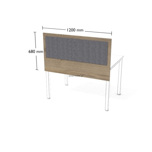Przegroda do biurka XAR-PGA3 1200 × 680 mm – tapicerowany panel do pojedynczego stanowiska