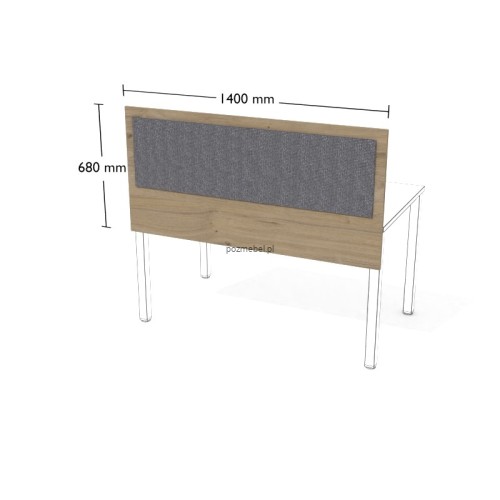 Przegroda do biurka XAR-PGA4 1400 × 680 mm – tapicerowany panel do pojedynczego stanowiska