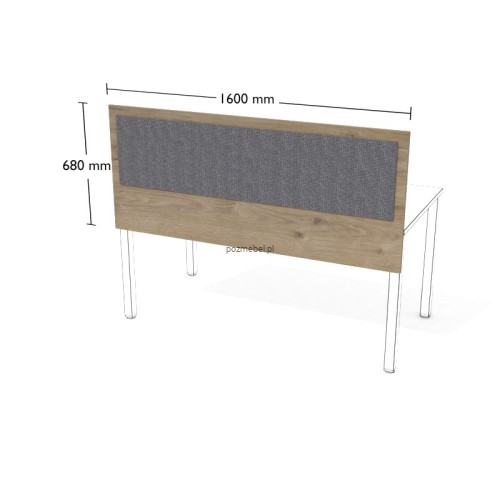 Przegroda do biurka XAR-PGA5 1600 × 680 mm – tapicerowany panel do pojedynczego stanowiska