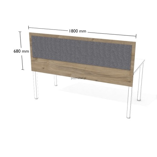 Przegroda do biurka XAR-PGA6 1800 × 680 mm – tapicerowany panel do pojedynczego stanowiska