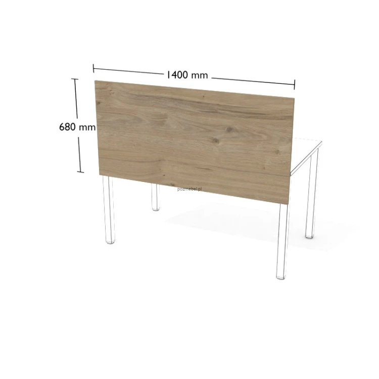 Płytowa przegroda do biurka XAR-PGV4 1400 × 680 mm – panel do pojedynczego stanowiska