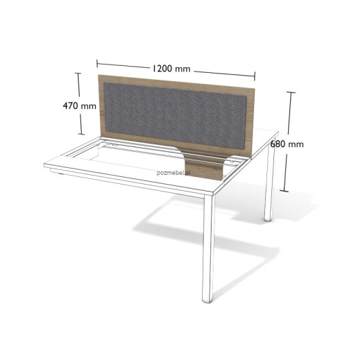 Przegroda tapicerowana do biurka XAR-PGA12N 1200 × 680 mm – do nakładanych stanowisk pracy