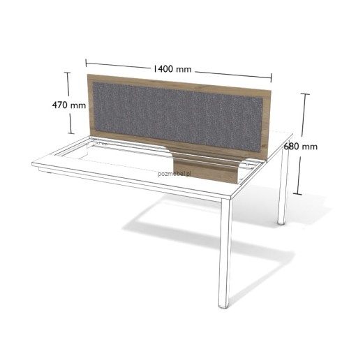 Przegroda do podwójnego biurka XAR-PGA13N 1400 × 680 mm – panel tapicerowany Antrax