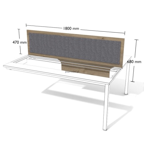Przegroda do podwójnego biurka XAR-PGA15N 1800 × 680 mm – panel z tkaniną Antrax