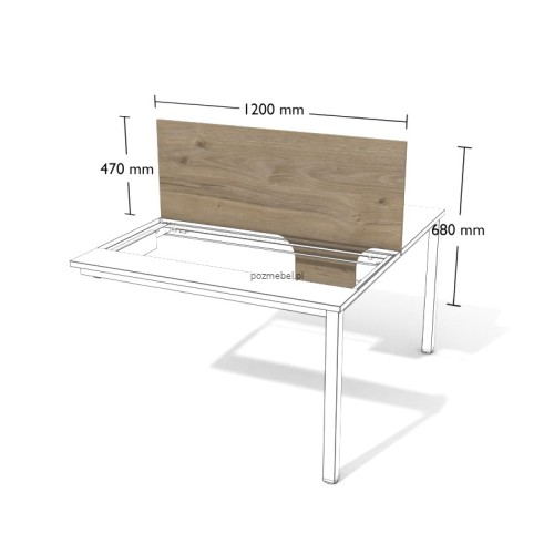 Płytowa przegroda do podwójnego biurka XAR-PGV12N 1200 × 680 mm – panel między stanowiska