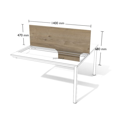 Płytowa przegroda do podwójnego biurka XAR-PGV13N 1400 × 680 mm – panel między stanowiska