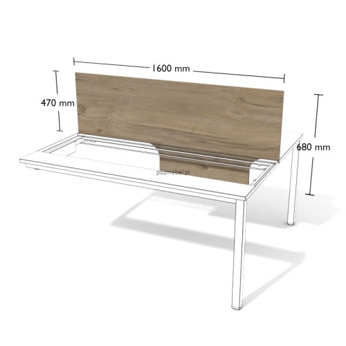 Płytowa przegroda do podwójnego biurka XAR-PGV14N 1600 × 680 mm – panel oddzielający stanowiska