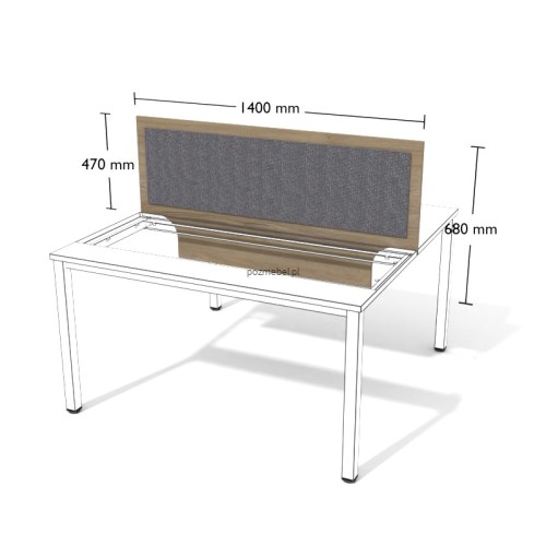 Przegroda tapicerowana do podwójnego biurka XAR-PGA13 1400 × 680 mm – panel między stanowiska