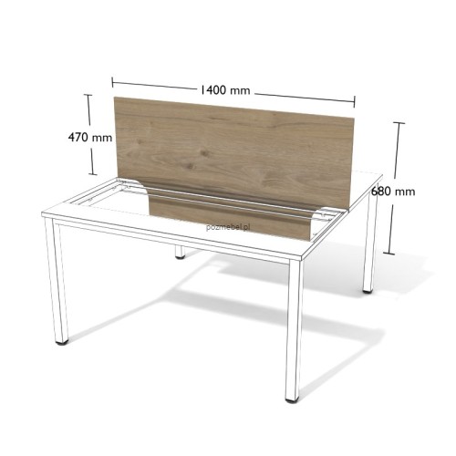 Płytowa przegroda do podwójnego biurka XAR-PGV13 1400 × 680 mm – panel oddzielający stanowiska