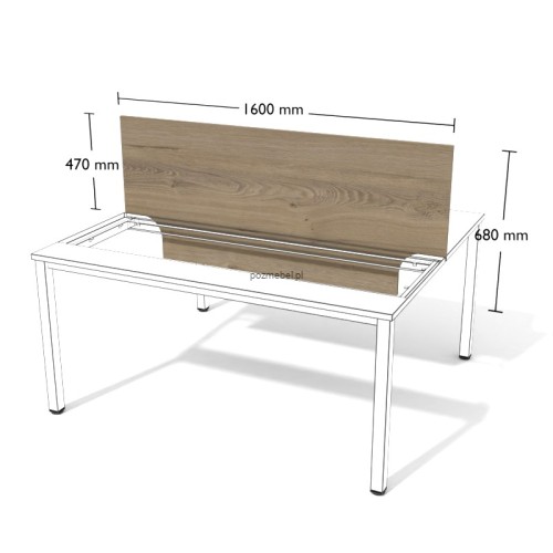 Płytowa przegroda do podwójnego biurka XAR-PGV14 1600 × 680 mm – panel oddzielający stanowiska
