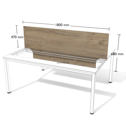Płytowa przegroda do podwójnego biurka XAR-PGV15 1800 × 680 mm – panel oddzielający stanowiska