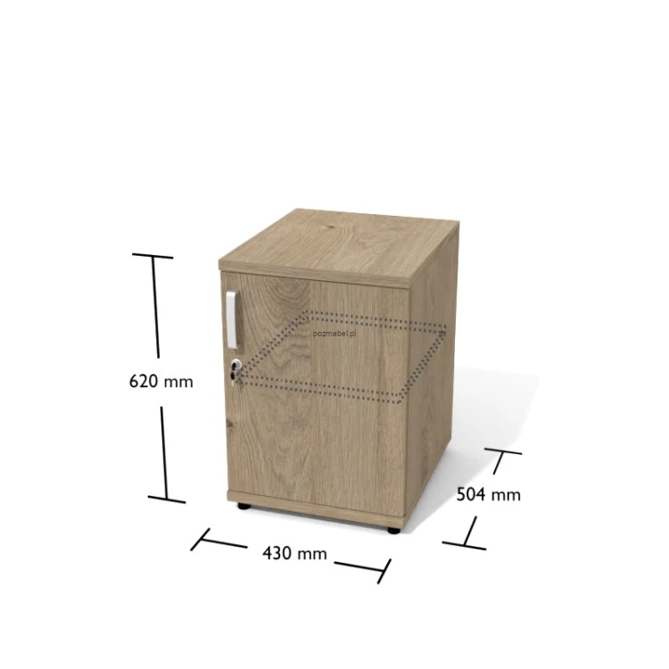 Kontener biurowy Kt4 430 × 504 × 620 mm z drzwiami L/P – zamykana szafka do biurka Antrax