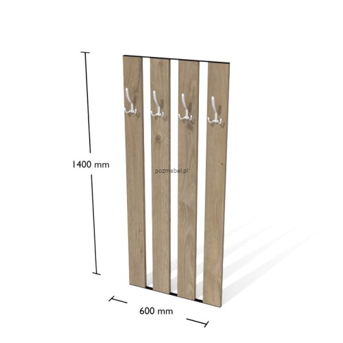 Panelowy wieszak biurowy Wk1 600 × 1400 mm z 4 haczykami – wieszak ścienny Antrax