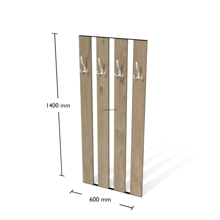 Panelowy wieszak biurowy Wk1 600 × 1400 mm z 4 haczykami – wieszak ścienny Antrax