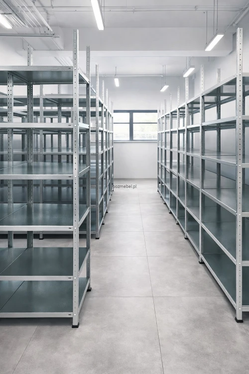 Wyposażenie archiwum w metalowe regały ocynkowane 5 półkowe
