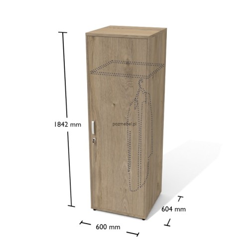 Szafa ubraniowa biurowa z płyty Antrax Sw 60x60x184 cm L/P z zamkiem