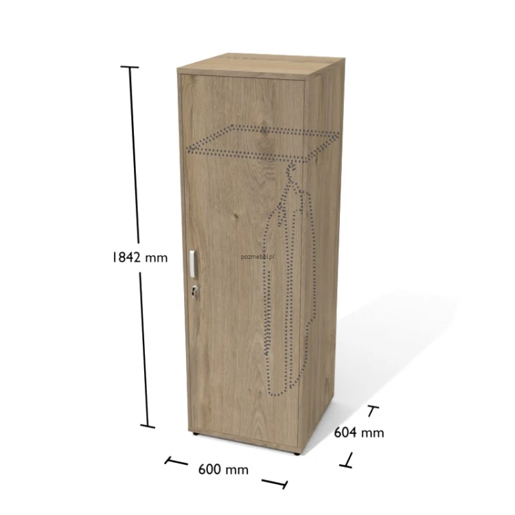 Szafa ubraniowa biurowa z płyty Antrax Sw 60x60x184 cm L/P z zamkiem