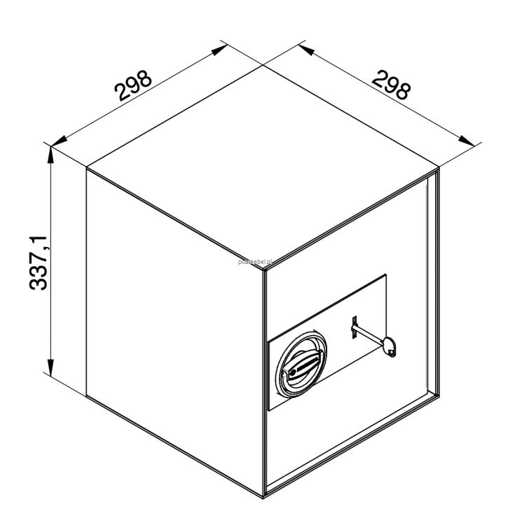 Wizualizacja 3D i proporcje sejfu Koliber 2.0 34 Konsmetal