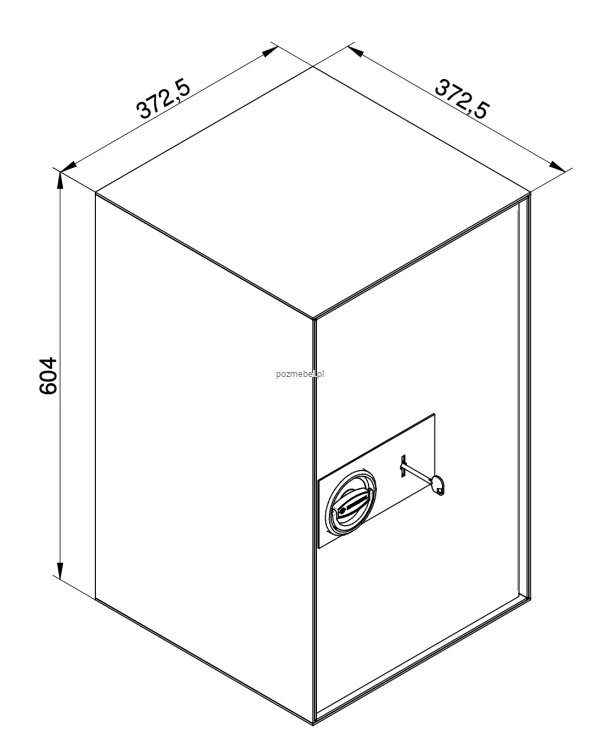 Wizualizacja 3D i proporcje dużego sejfu Koliber 2.0 60 Konsmetal