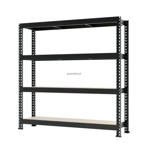 Czarny regał metalowy magazynowy Mega-Met 180x200x60 cm. Zamów na Pozmebel.pl - darmowa dostawa i szybka wysyłka w 24h!