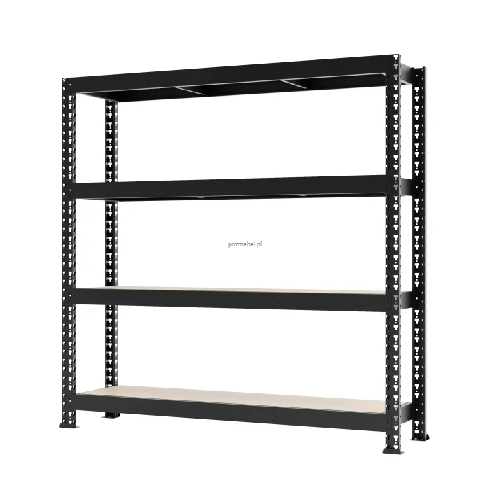 Czarny regał metalowy magazynowy Mega-Met 180x200x60 cm. Zamów na Pozmebel.pl - darmowa dostawa i szybka wysyłka w 24h!
