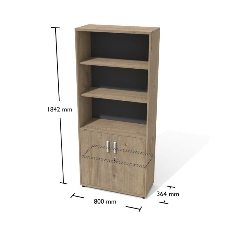 Szafa biurowa częściowo otwarta, zamykana na klucz Rt2 Antrax – Dąb Coastland, 1842x364x800h mm