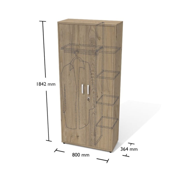 Szafa ubraniowa biurowa Rt4 Antrax – wąska szafa z półkami ,dąb coastland