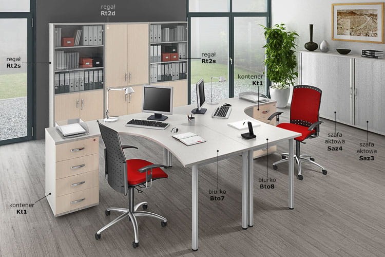 Wizualizacja szaf antrax, przedstawia szafę biurowa RT2d Antrax