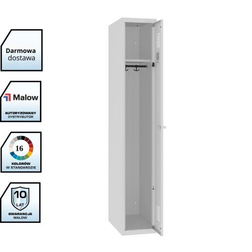 Szafa ubraniowa socjalna SUM 310 W st Malow 1800x300x500 mm – jednokomorowa szafa metalowa 30 cm z darmowa dostawą