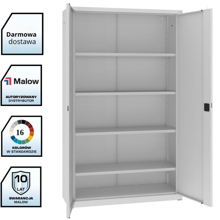 Otwarta metalowa szafa aktowa z drzwiami skrzydłowymi Sbm 212 M lx z darmową dostawa i możliwością konfiguracji