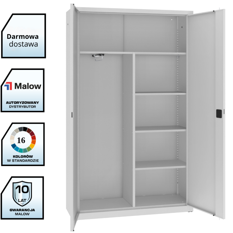 Otwarta metalowa szafa aktowa z drzwiami skrzydłowymi Sbm 215 M lx z darmową dostawą