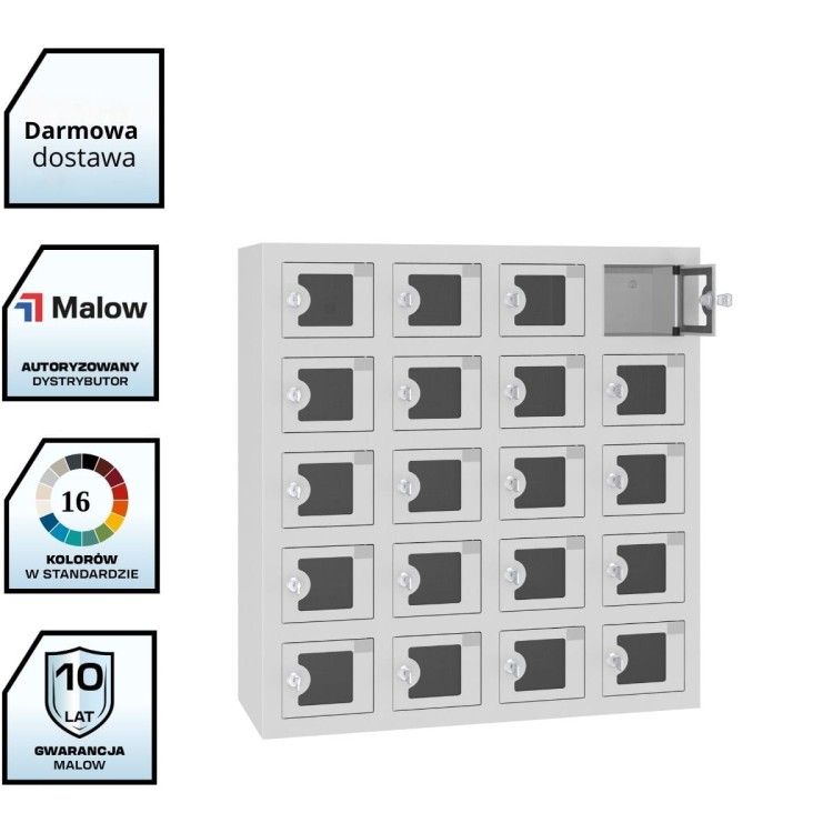 Szafka do ładowania telefonów WSSv 20p z drzwiami plexi - na 20 telefonów z darmową dostawą