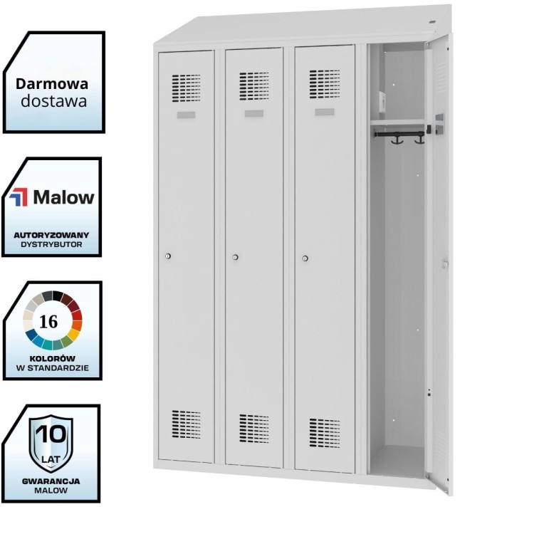 Szafa socjalna ubraniowa czterodzielna MSum 340v z gniazdkiem elektrycznym i daszkiem z darmową dostawą