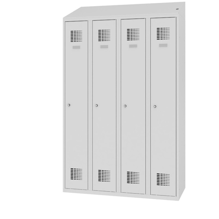 Zamknięta szafa socjalna ubraniowa czterodzielna MSum 340v z gniazdkiem elektrycznym i daszkiem z darmową dostawą
