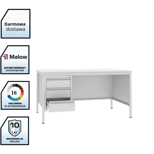 Biurko lekarskie BIM 021 st Malow – metalowe biurko medyczne z kontenerkiem RODO z darmową dostawą