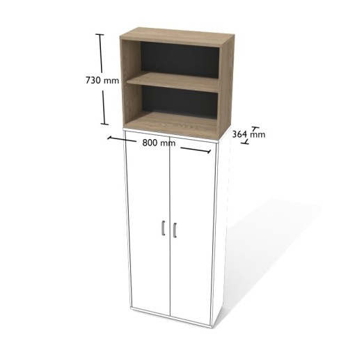 Wysoka nadstawka regału NT2P Dąb Coastland 800 × 364 × 730 h z darmową dostawą