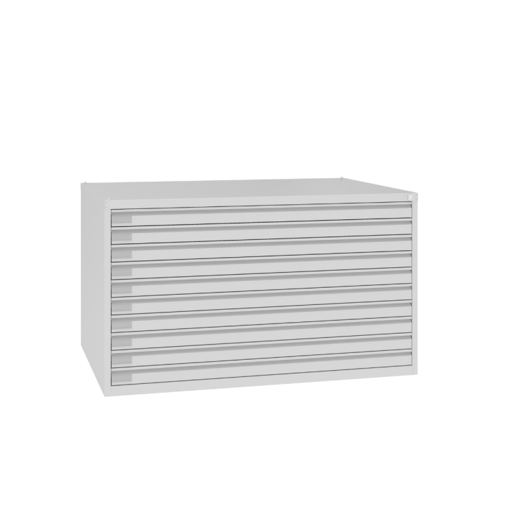 zamknieta-szafa SRM 200 – metalowa szafa na rysunki i mapy A0, 10-szufladowa-z-darmowa-dostawa