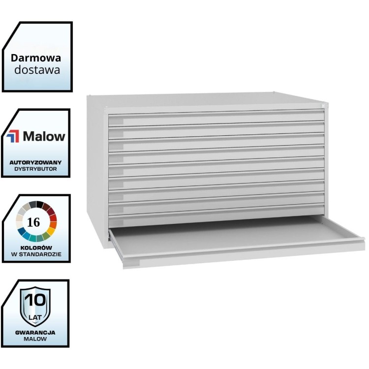 Szafa SRM 200 – metalowa szafa na rysunki i mapy A0, 10-szufladowa-z-darmowa-dostawa