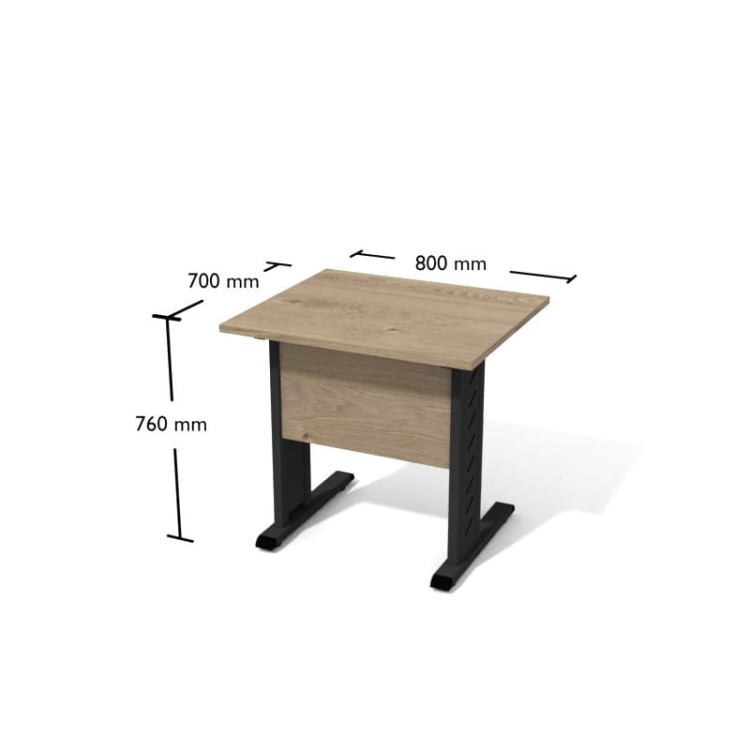Biurko na nogach w kształcie litery L w kolorze grafitowym 800x700 - Blat Dąb Coastland Bts1 Antrax z darmową dostawą